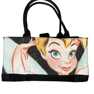 Tinkerbell Disney Black and White‎ Tote Bag Purse with Character Design
